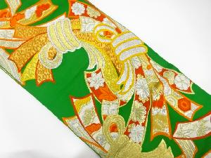 アンティーク　束ね熨斗に桐・菊模様織出し袋帯（着用可）